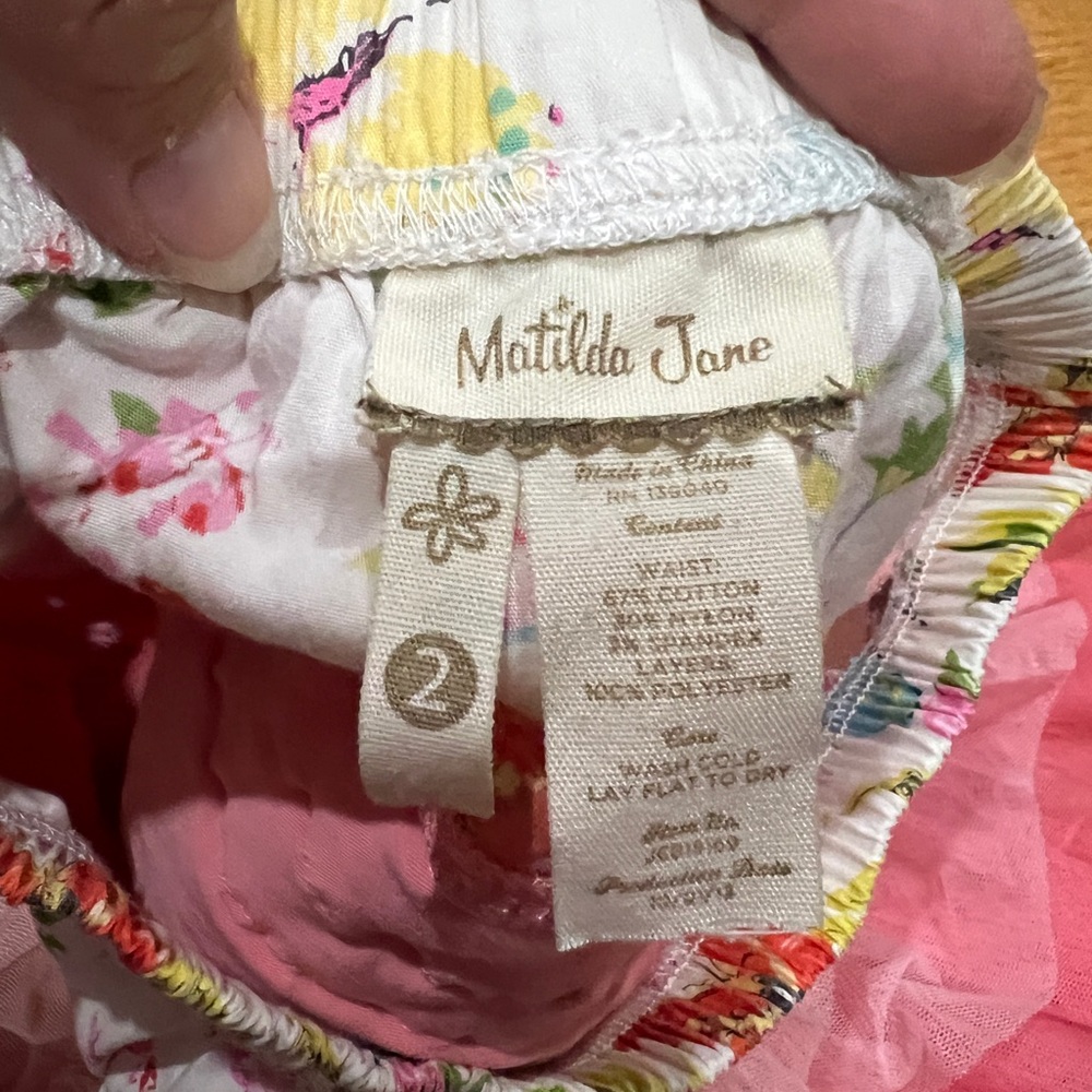 matilda jane pink ombre tiered butterfly ruffle tutu skirt size 2